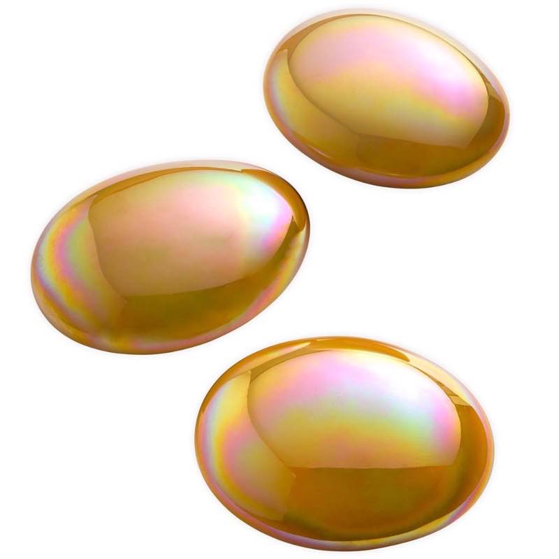 Organic Shaped Iridescent Glass Stones, Set of 3 - Yellow